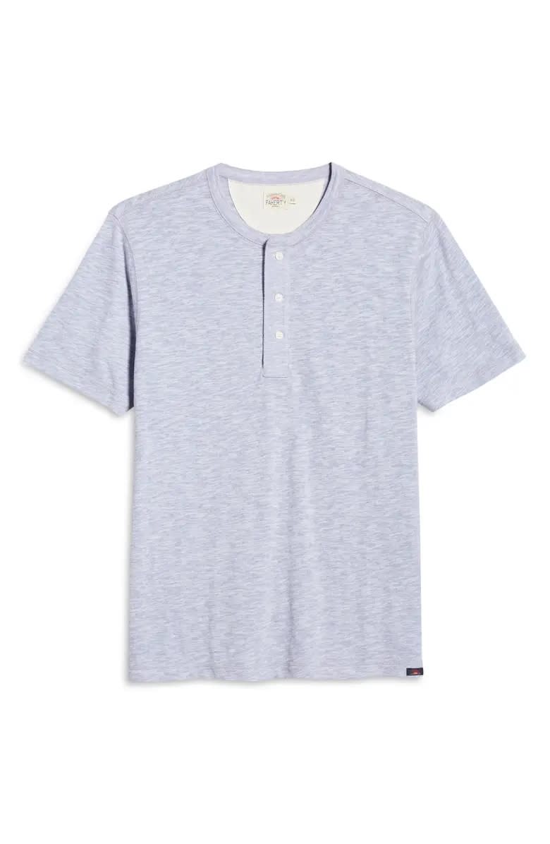 Faherty Short-Sleeve Heathered Henley