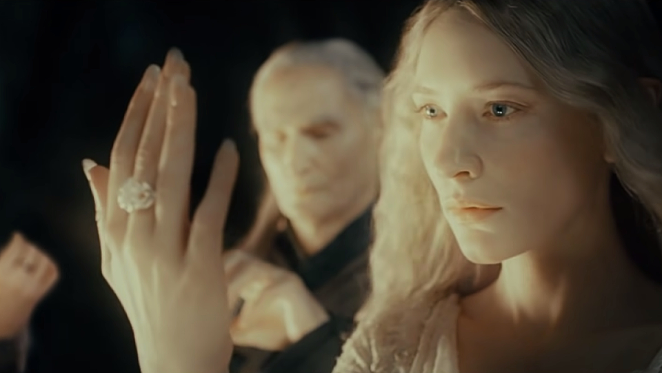 photo of Galadriel wearing one of the rings of power 