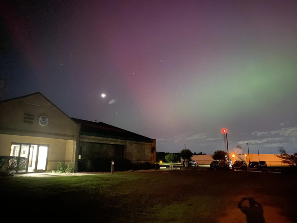 Forecasters at the NWS office in Calera, AL saw the aurora and the space station.