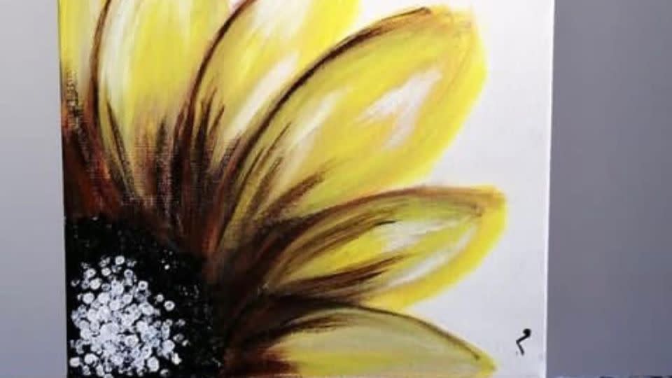 A sunflower painted by Maimana Jarada for Nowara Diab's birthday last year. - Nowara Diab