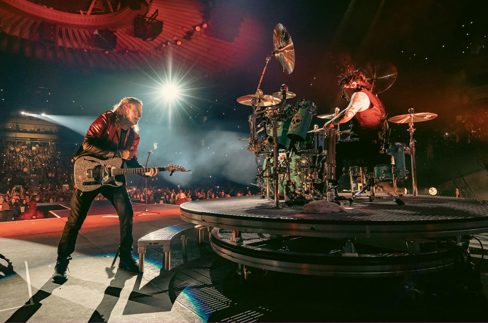 Fher Olvera, left, and Alex González onstage at Oakland Arena on March 18, 2023 in Oakland, Calif.