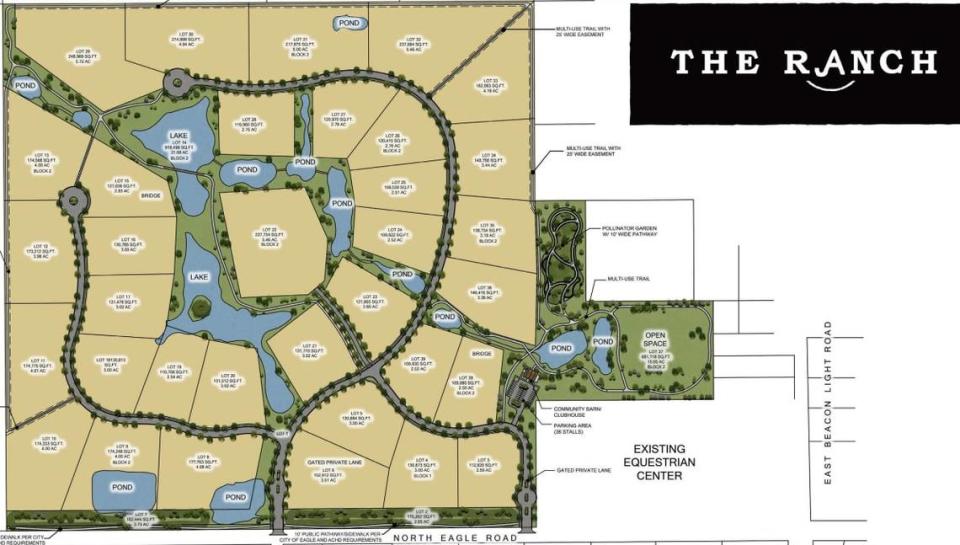 The Rocking A Ranch subdivision would have large lots, with 2.5 to 5 acres each.