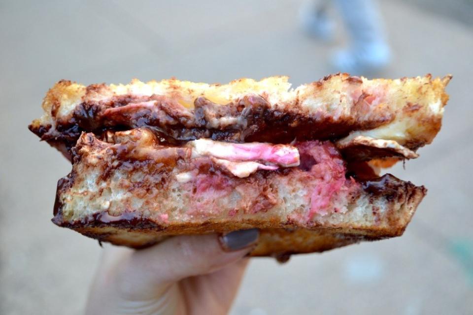 Sweet and savory. Recipe: Chocolate Strawberry Grilled Cheese 