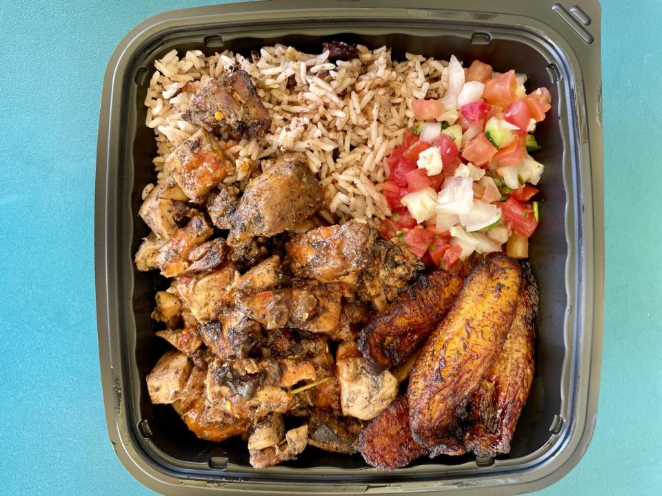 Jerk chicken plate from the Jerk Grille in Redlands.