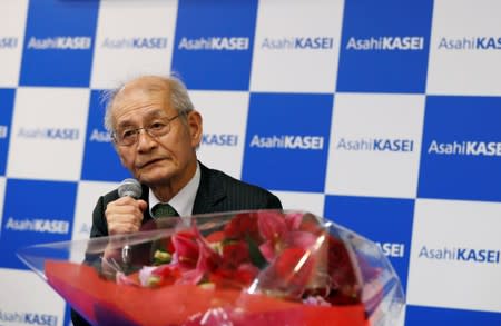 Asahi Kasei honorary fellow Akira Yoshino, 2019 Nobel Prize in Chemistry winner, attends a news conference in Tokyo