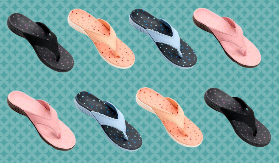 Not only are these flip flops stylish, they've also earned the American Podiatric Medical Association Seal of Approval.  (Photo: QVC)