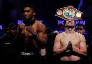 Boxing - Anthony Joshua & Joseph Parker Weigh-In - Motorpoint Arena, Cardiff, Britain - March 30, 2018 Anthony Joshua and Joseph Parker during the weigh in Action Images via Reuters/Andrew Couldridge