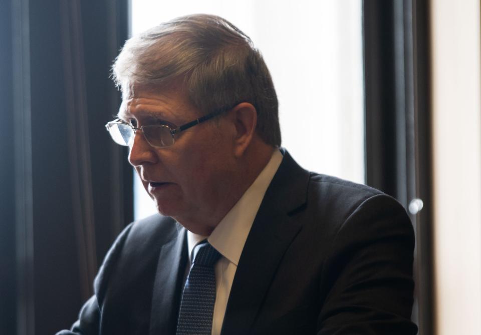 Attorney Doug Pierce, representing a member of the National Police Association whose records requests were denied, begins his argument over the release of documents related to The Covenant School shooting at the Historic Metro Courthouse in Nashville, Tenn., Tuesday, April 16, 2024.