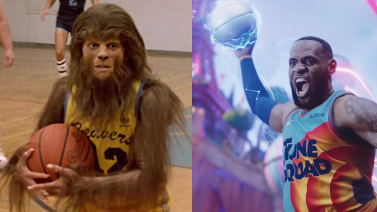  Michael J. Fox in Teen Wolf, Lebron slam dunking in Space Jam: A New Legacy 