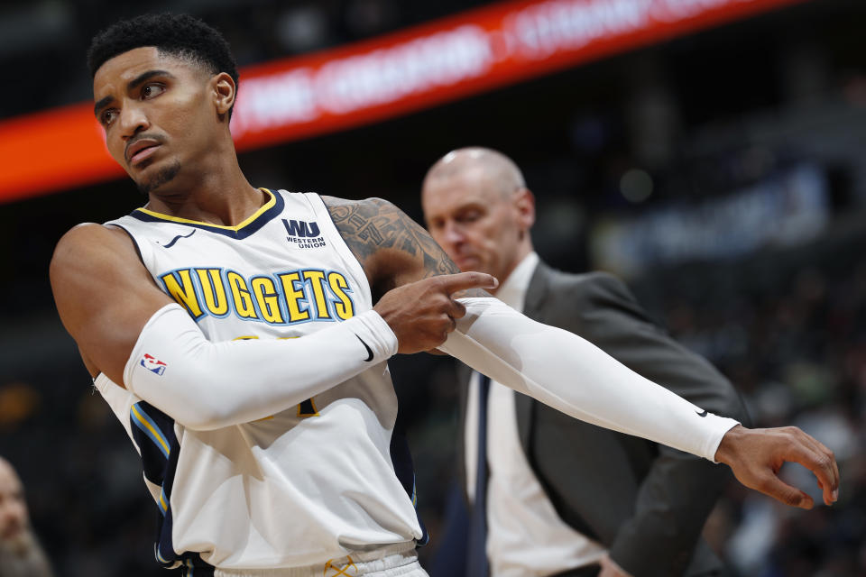 Gary Harris highlights this week’s look at risers and fallers in fantasy hoops (AP Photo).