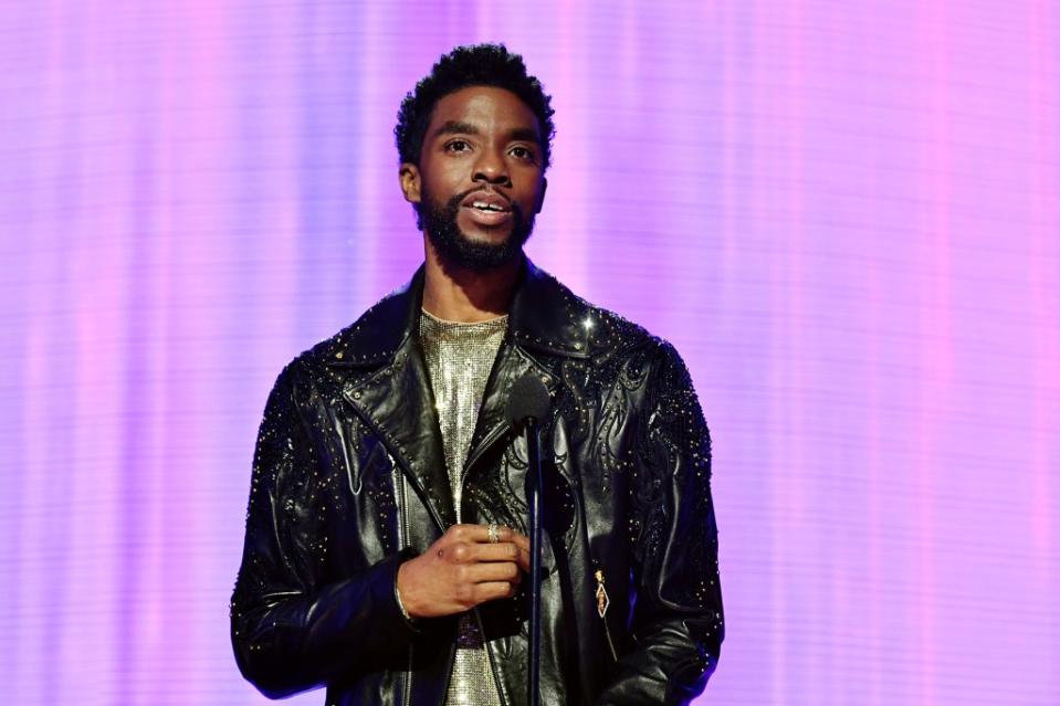 Chadwick Boseman speaks onstage during the 2019 American Music Awards on Nov. 24, 2019. He died the following year of colon cancer. Getty Images for dcp