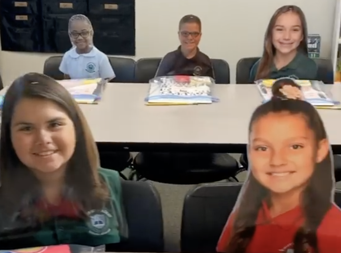 Tara Swartz created these fun life-sized cutouts of her students since they will not be joining her in class for the first few weeks of school. (Photo: Tara Swartz Facebook)