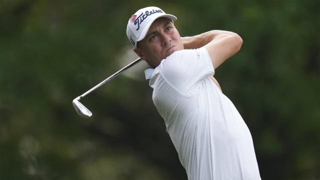 FILE - Justin Thomas hits from the fourth tee during a practice for the Masters golf tournament at Augusta National Golf Club, Tuesday, April 4, 2023, in Augusta, Ga. Thomas is expected to compete in the PGA Championship next week at Oak Hill Country Club in Pittsford, N.Y. (AP Photo/Jae C. Hong, File)