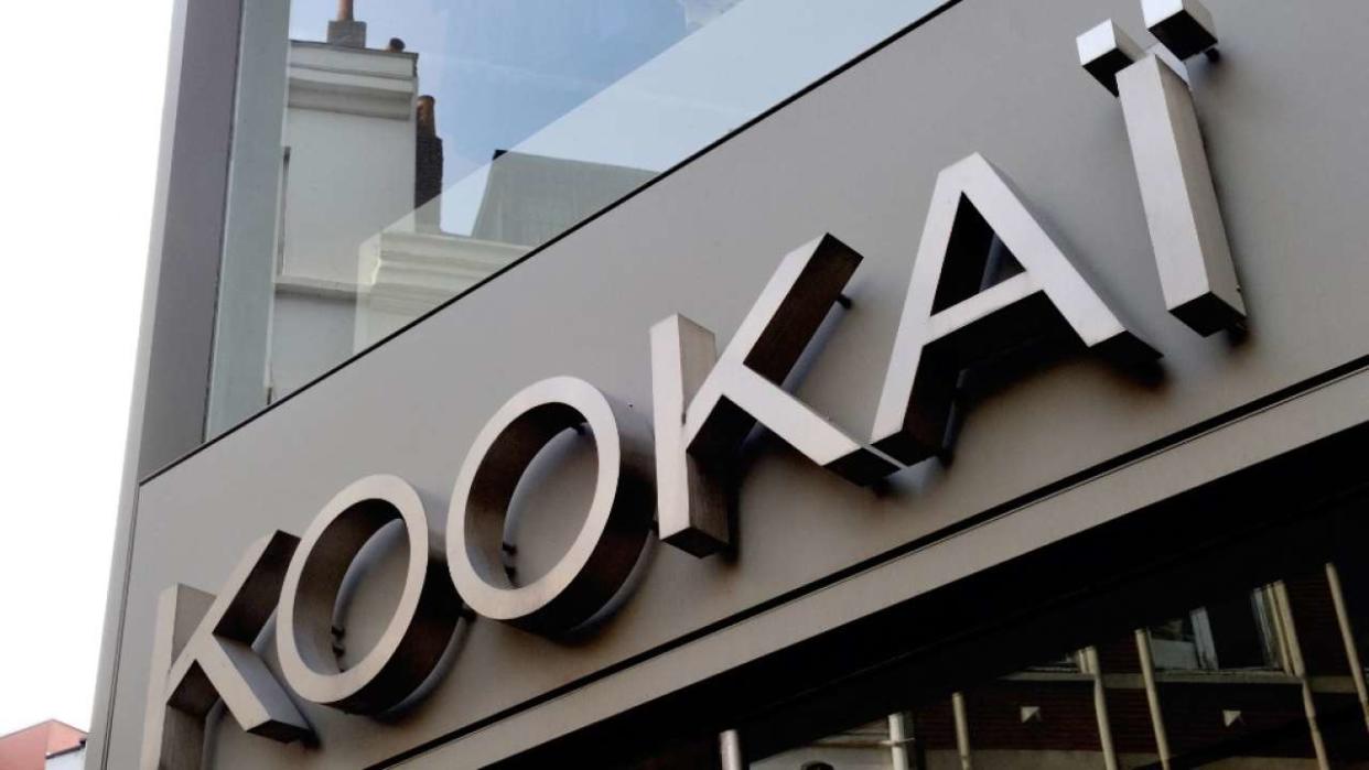 This picture taken in Lille northern France, on February 24, 2014, shows the logo of a Kookai clothing store. - Kookai announced on February 1, 2023, that it had been placed in receivership due to 