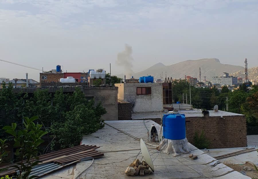 <sup><em>In this photograph taken on July 31, 2022, smoke rises from a house following a US drone strike in the Sherpur area of Kabul. President Biden later announced that Al-Qaeda chief Ayman al-Zawahiri had been killed by a drone strike in Kabul. Getty Images/AFP</em></sup>