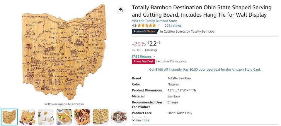 Ohio-shaped cutting board and wall art