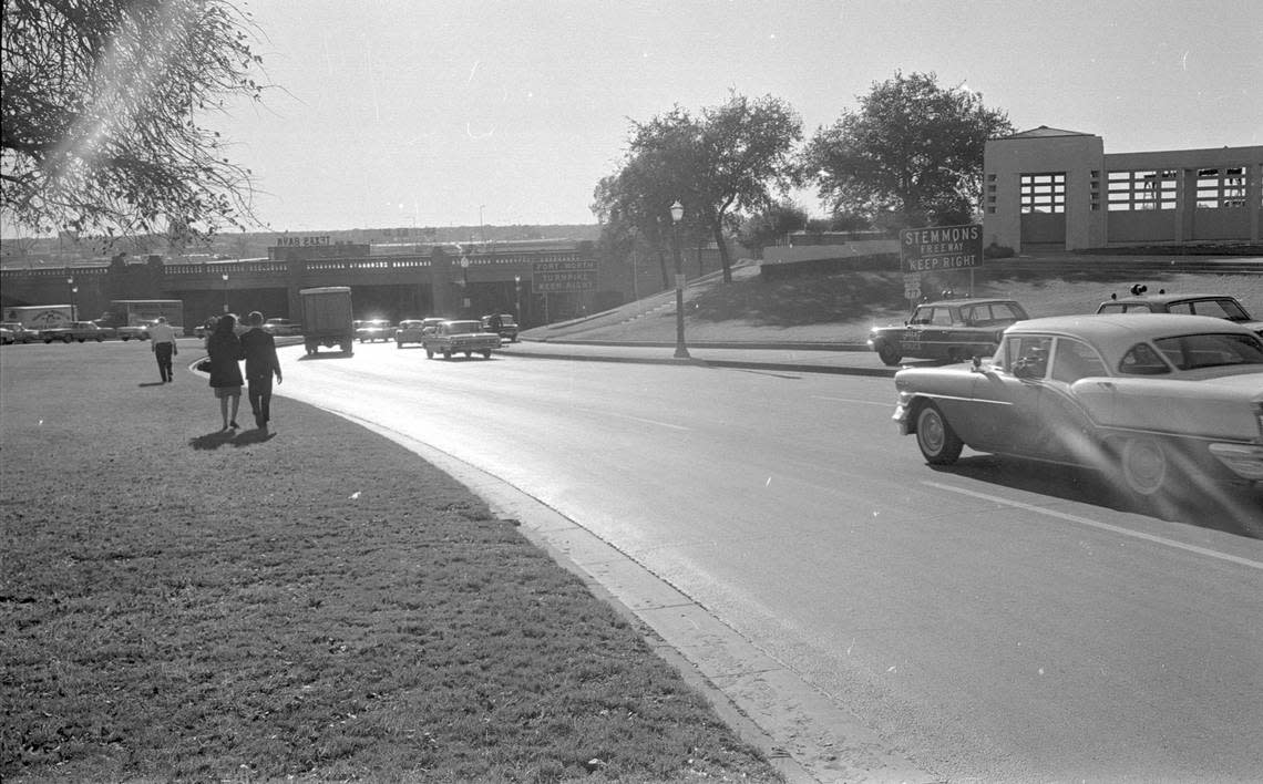 Nov. 22, 1963: The Grassy knoll and Elm Street looking west, Dealey Plaza, following John F. Kennedy’s assassination