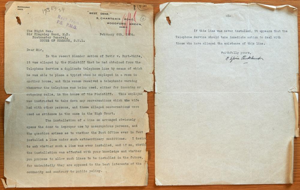 Newly unearthed Sylvia Pankhurst letter