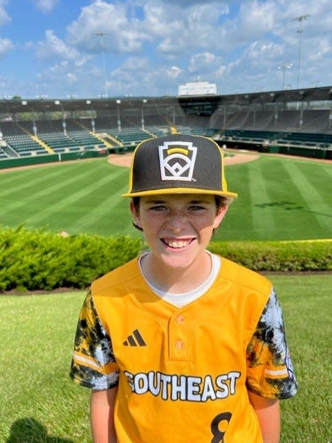 Nolensville's Corbin Cyphers poses in his Little League World Series uniform in South Williamsport, Pa.