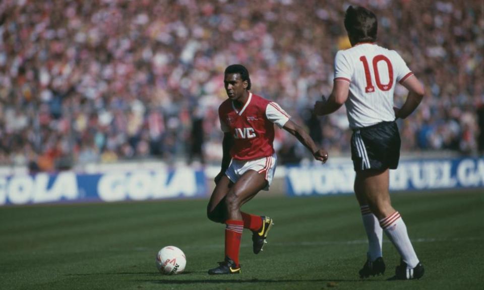 David Rocastle at the age of 19, up against Jan Molby of Liverpool during Arsenal’s 2-1 victory in the 1987 League Cup final at Wembley