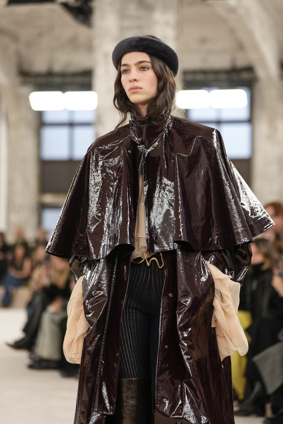 A model wears a creation as part of the Chloe Fall/Winter 2024-2025 ready-to-wear collection presented Thursday, Feb. 29, 2024 in Paris. (Photo by Scott A Garfitt/Invision/AP)