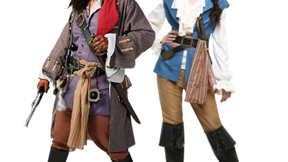 disney couples costume jack sparrow and seven seas woman