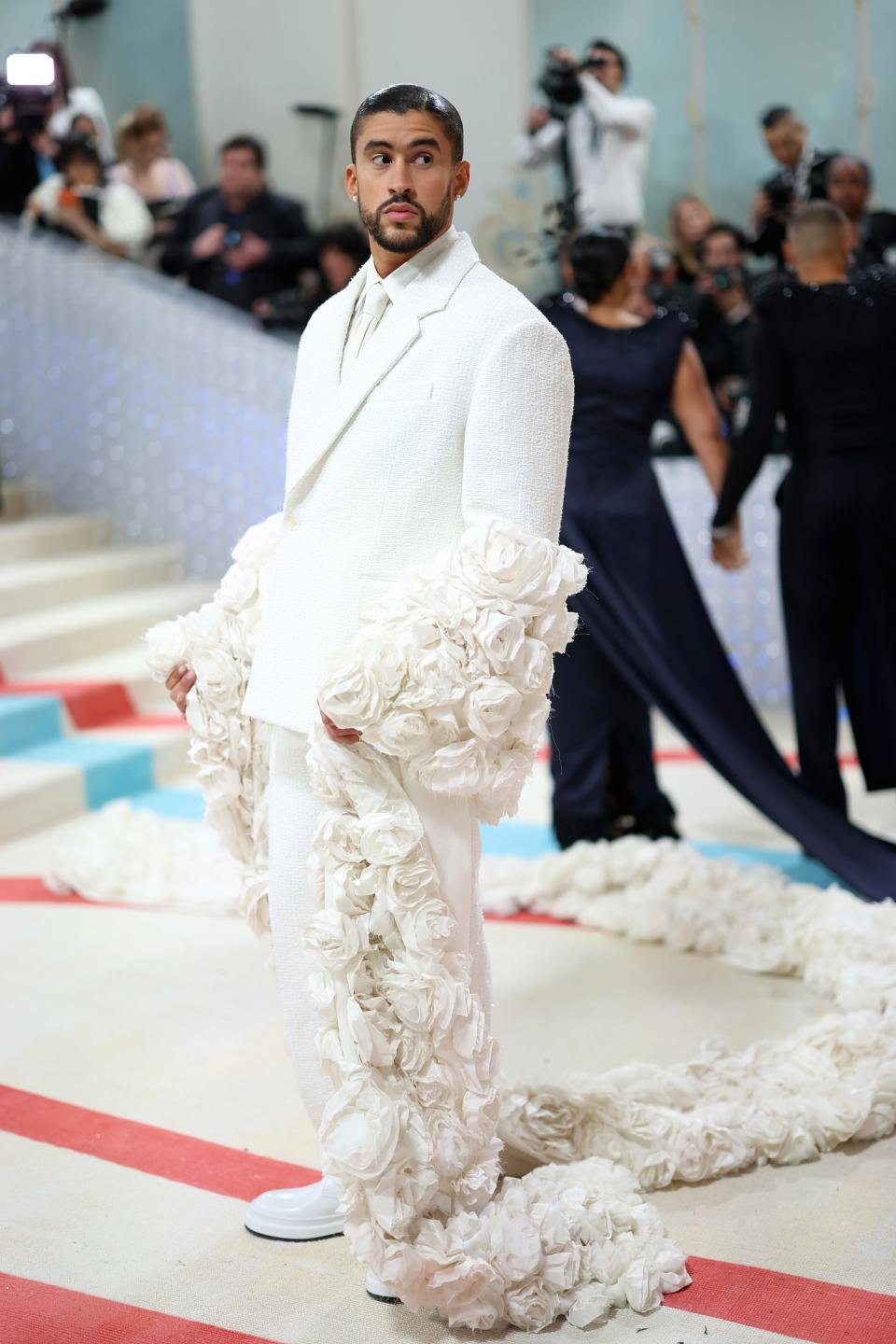 Bad Bunny looks dapper on Met Gala red carpet in openback Jacquemus