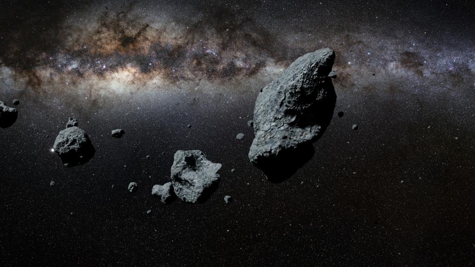 image of a few asteroid in space