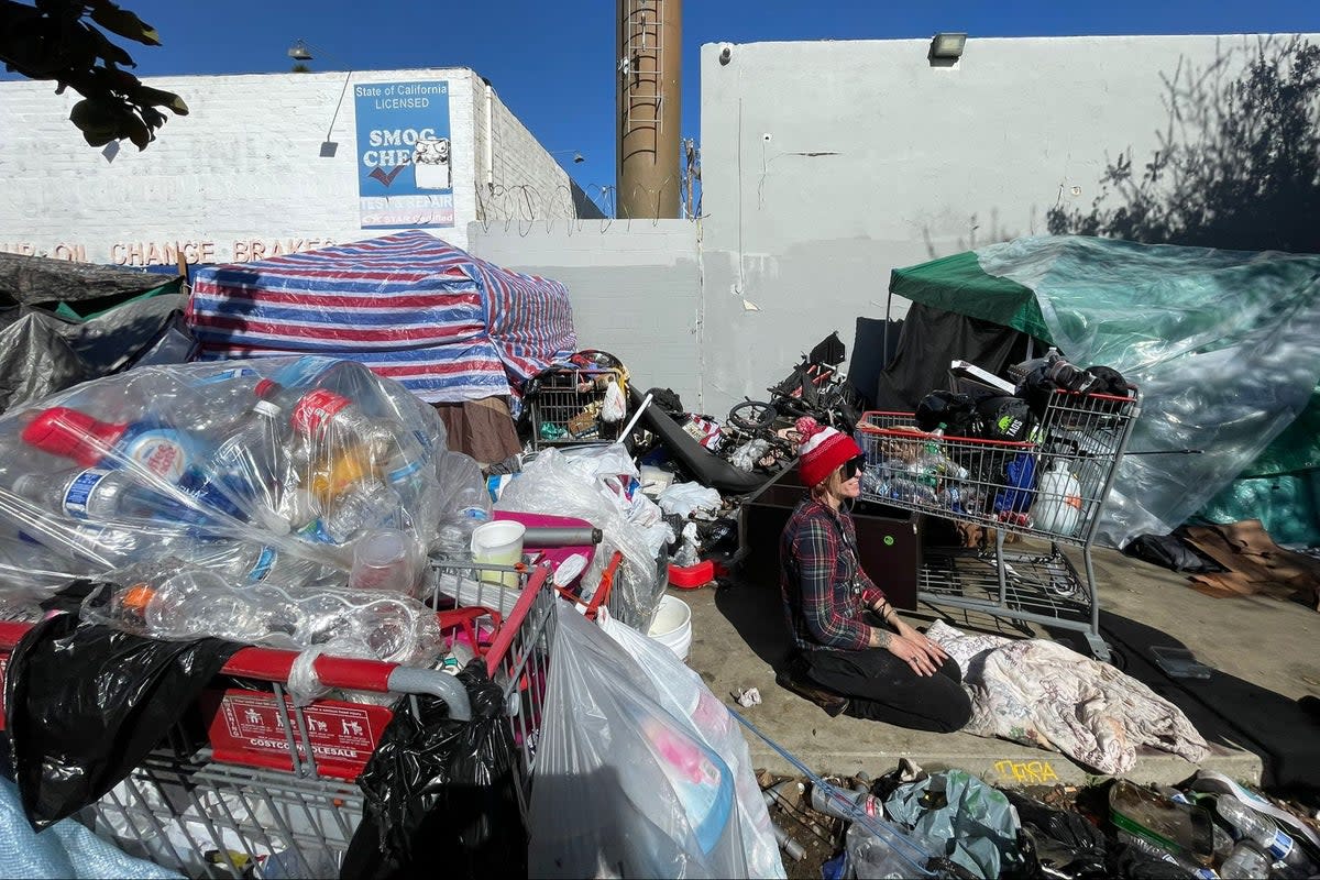 Sodden blankets, swollen hands and police sweeps: Surviving on the streets during LA's historic storm (Mike Bedigan/ The Independent)