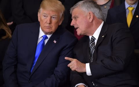 Donald Trump and Franklin Graham, Billy Graham's son - Credit: MANDEL NGAN/AFP via Getty Images