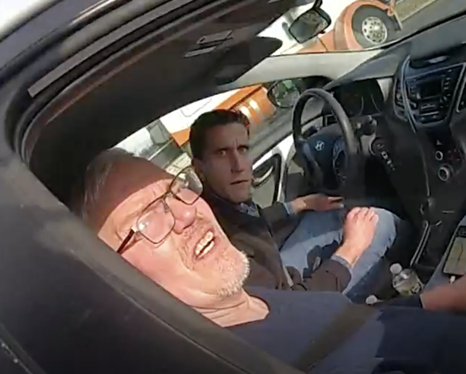 Bryan Kohberger, right, and a man believed to be his father, were pulled over by Indiana State Police on 15 December (TMZ / Screengrab)