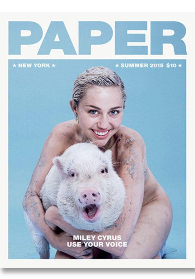 We mean, she posed naked with her pig on the cover of Paper Mag only in 2015.