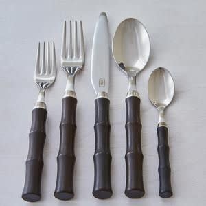 28) Ebonized Faux Bamboo Flatware Set