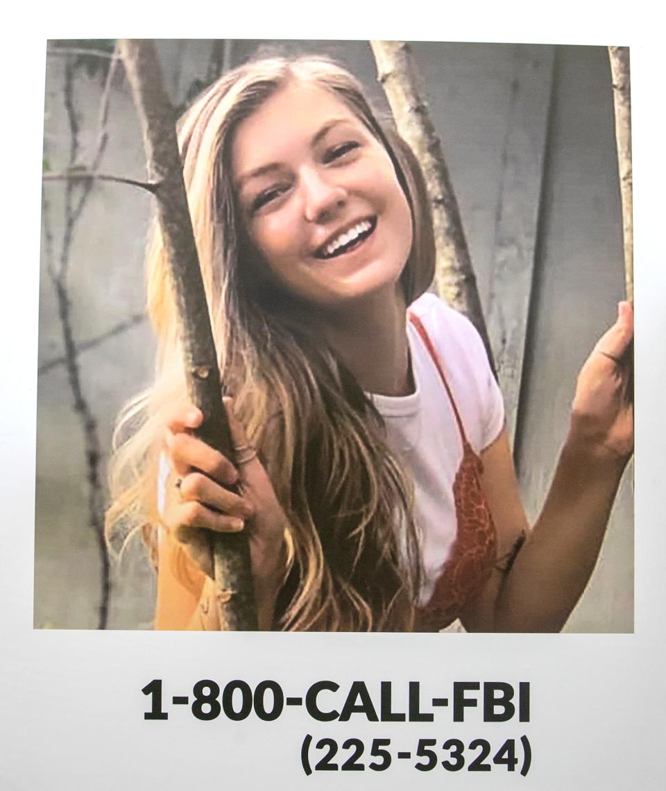 Gabby Petito is pictured in materials by the North Port, Florida police and the FBI asking for help to find the 22-year-old, whose remains were later discovered near a Wyoming campground in September 2021. MATT HOUSTON/HERALD-TRIBUNE