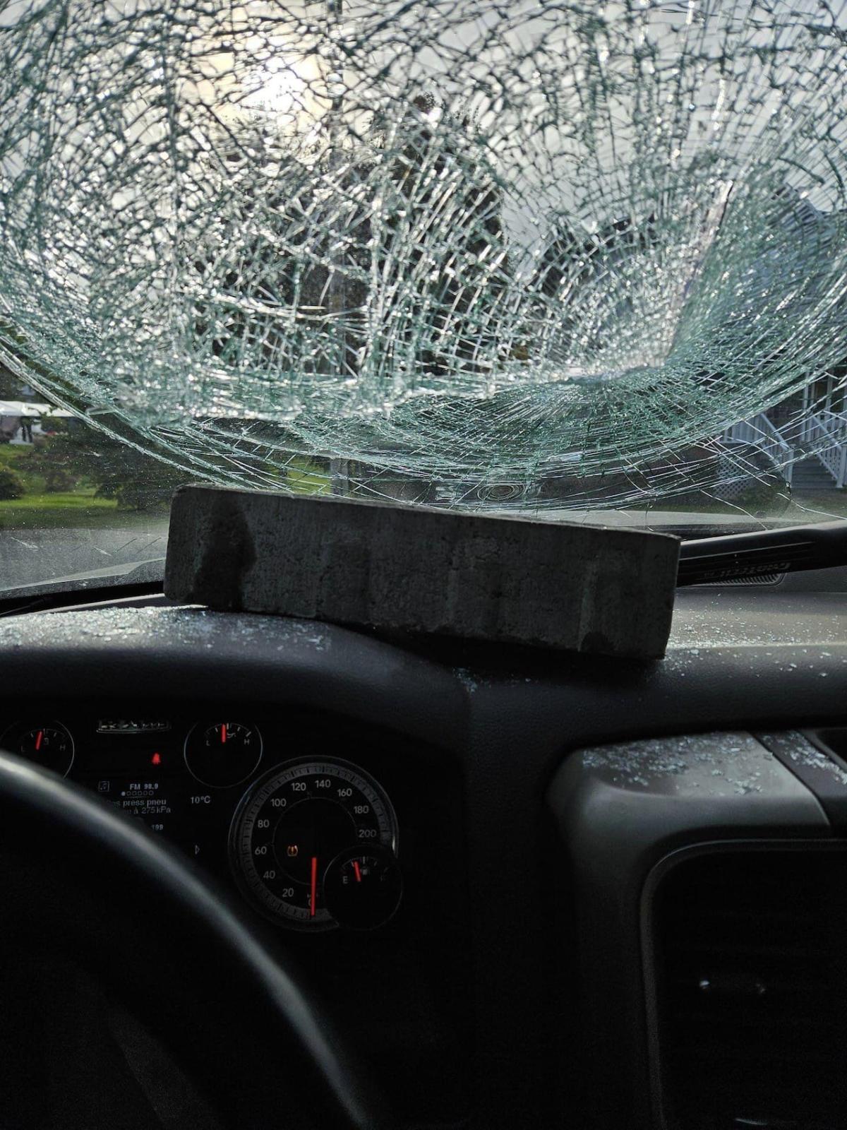 Mayor of small Quebec town speaks out after brick thrown through windshield while inside his car