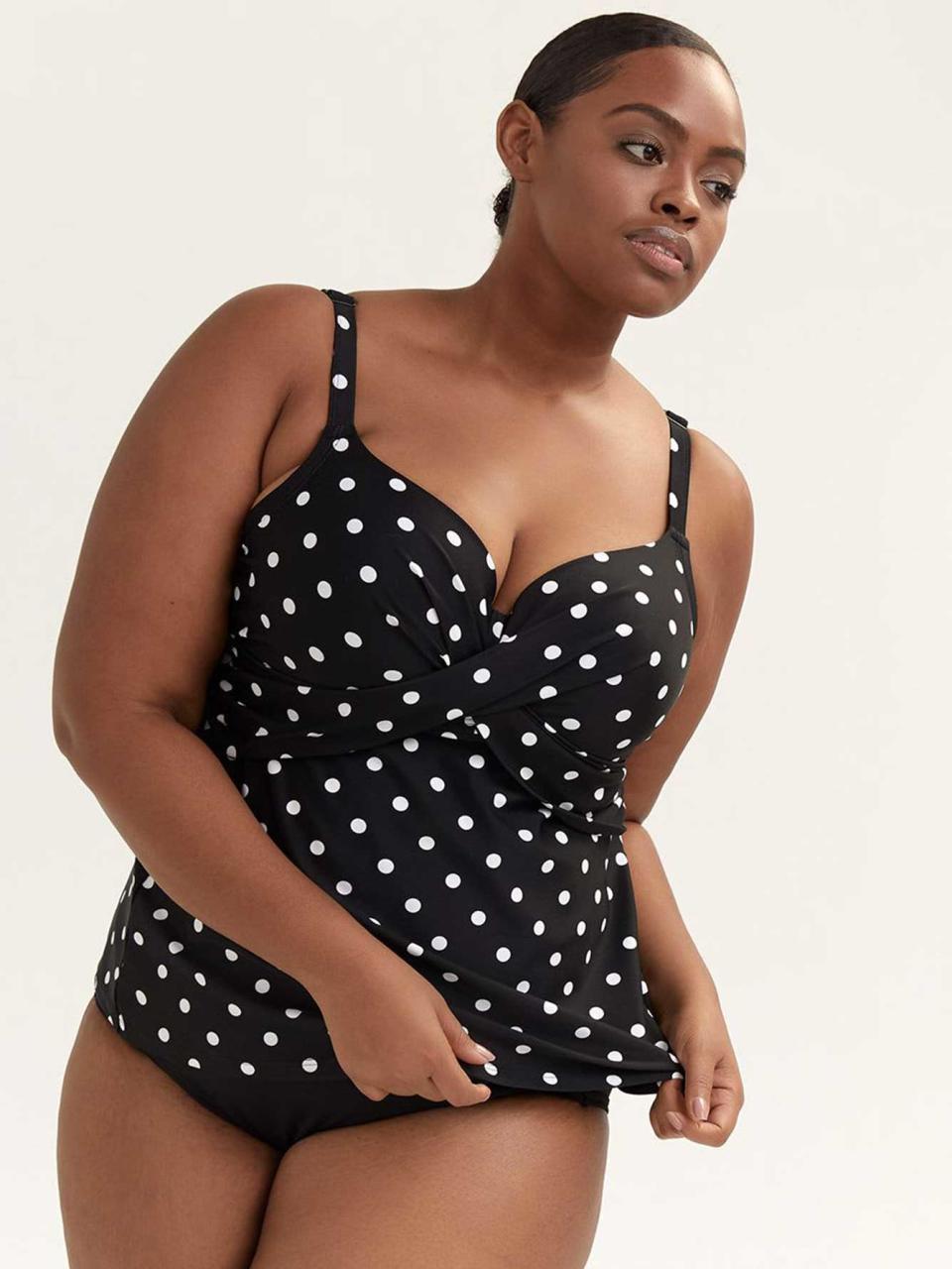 Polka Dot Tankini Swim Top with Bra