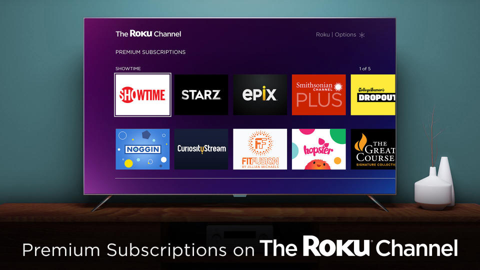 A Roku TV showing premium subscriptions.