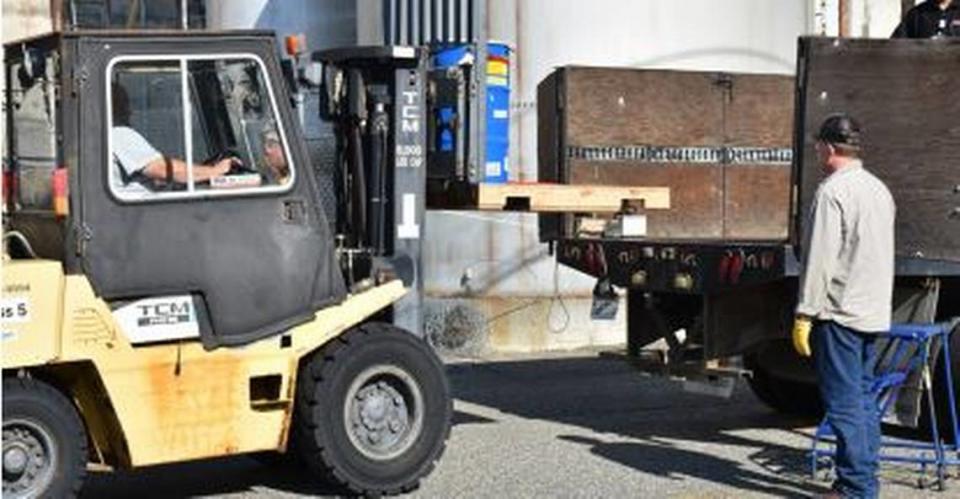 The blue drum holds three gallons of waste, the first Hanford radioactive tank waste that was shipped off the nuclear reservation for treatment and disposal.