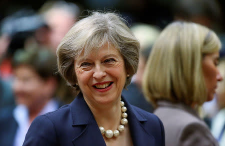 British Prime Minister Theresa May attends a European Union leaders summit in Brussels, Belgium October 20, 2016. REUTERS/Yves Herman