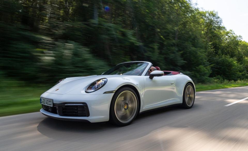 <p>The starter 992 Porsche 911 is powered by a twin-turbocharged 3.0-liter flat-six, which produces 379 horsepower and 331 lb-ft of torque.</p>