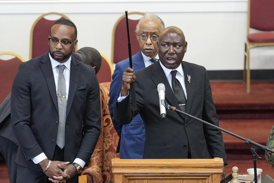 Attorney Ben Crump speaks at the funeral for D'Vontaye Mitchell Thursday, July 11, 2024, in Milwaukee. Mitchell died June 30. (AP Photo/Morry Gash)