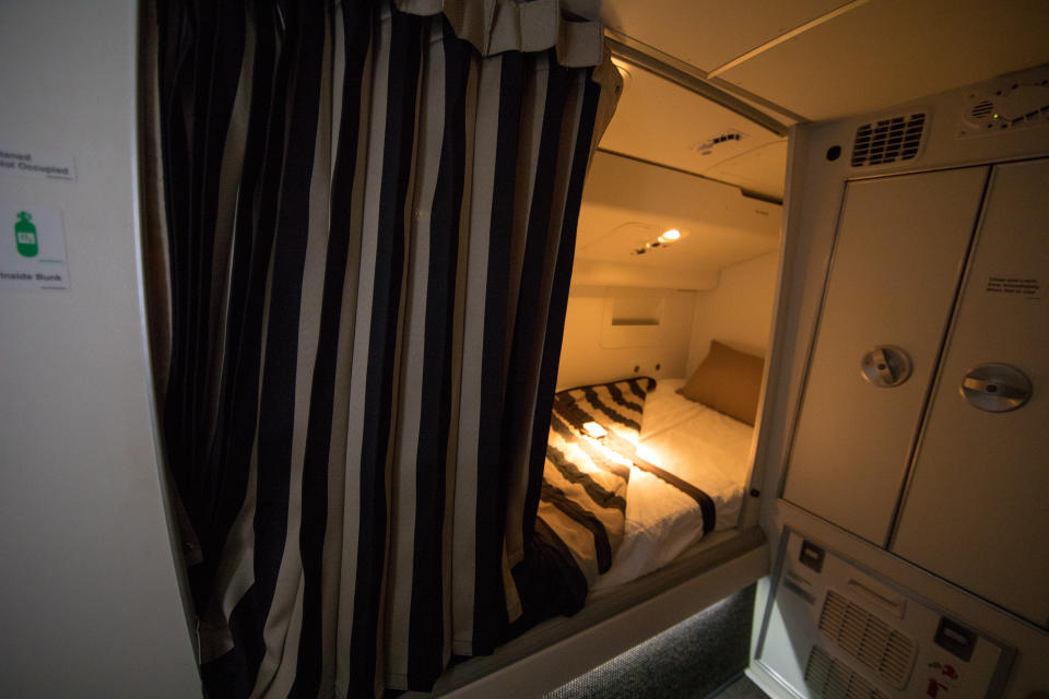 Bunk bed under the roof of an aircraft. (Getty Images)