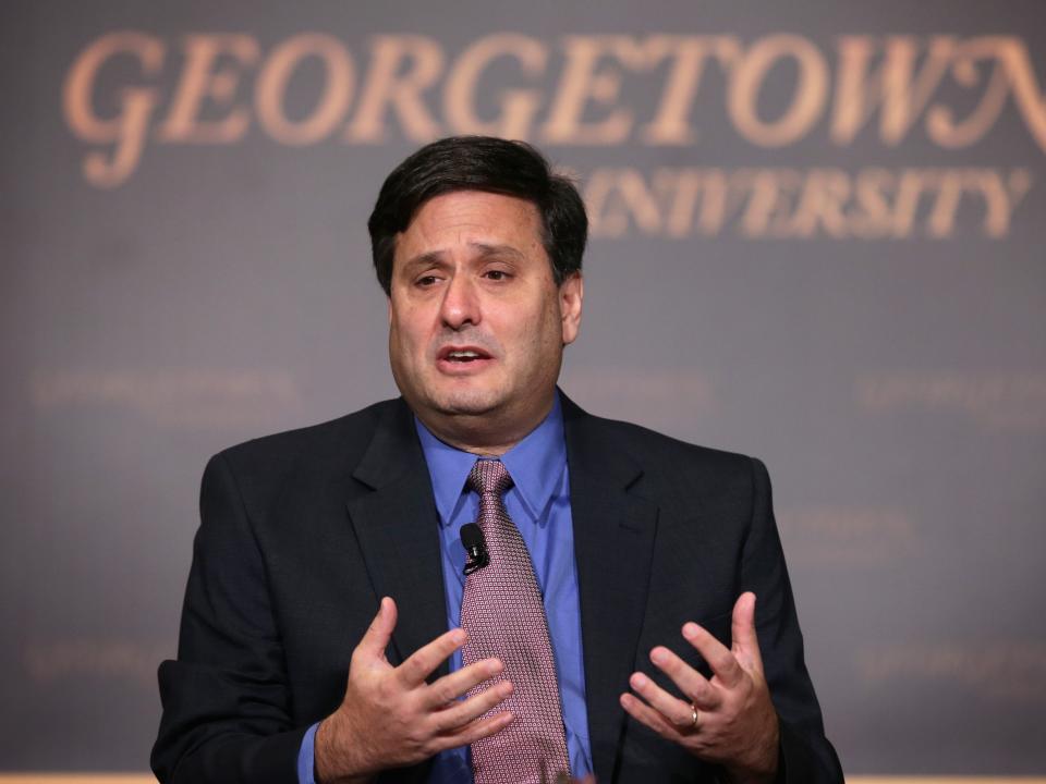 White House Chief of Staff Ron Klain speaks at Georgetown University in 2014 when he served as the White House Ebola Response Coordinator.