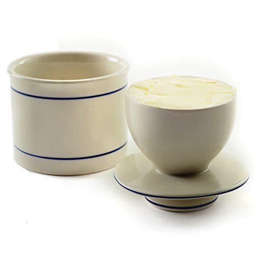 2) Glazed Stoneware Butter Keeper