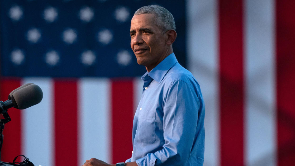 Former President Barack Obama speaks at rally in Philadelphia in 2020.