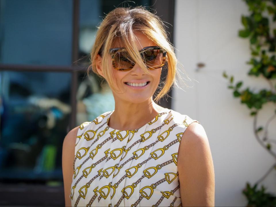 After voting, First Lady Melania Trump leaves the Morton and Barbara Mandel Recreation Center in Palm Beach, Florida on November, 3, 2020 (AFP via Getty Images)