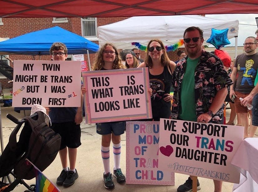 The McLaren family at the Lancaster Pride Walk in 2018. Left to right are twins Murphy and Conner, then 12, with parents Melissa and Mikael.