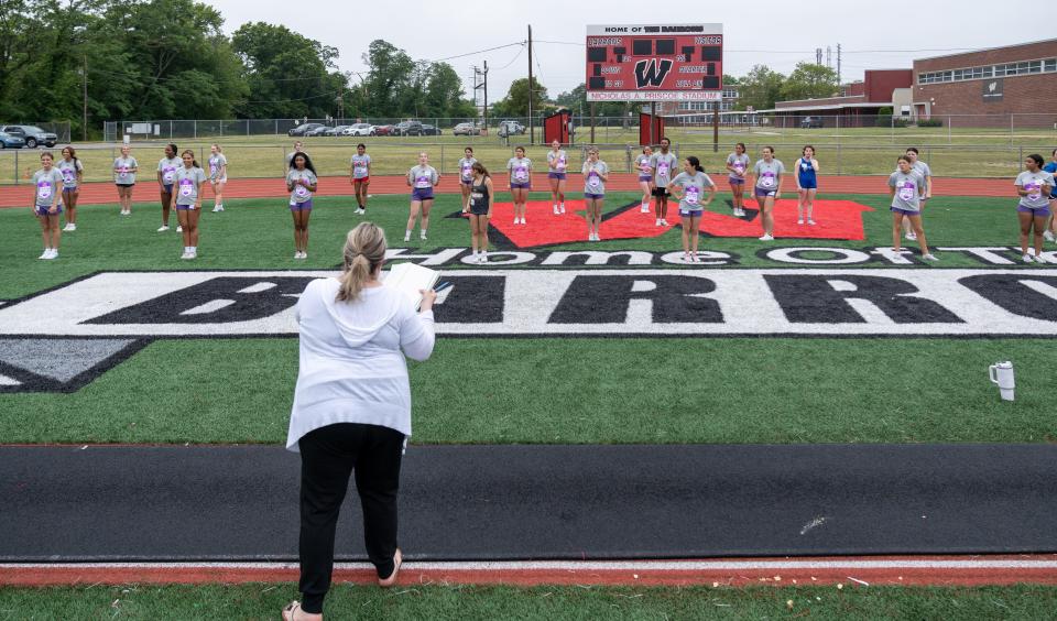 Central Jersey cheerleaders practiced at the field at Woodbridge High School on June 23 before the Marisa Rose Bowl charity All-Star game.