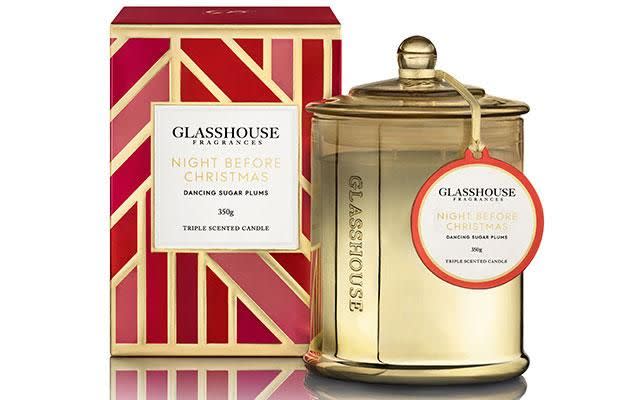 Glasshouse Fragrances Night Before Christmas Triple Scented Candle  - $44.95. Photo: Glasshouse Fragrances.