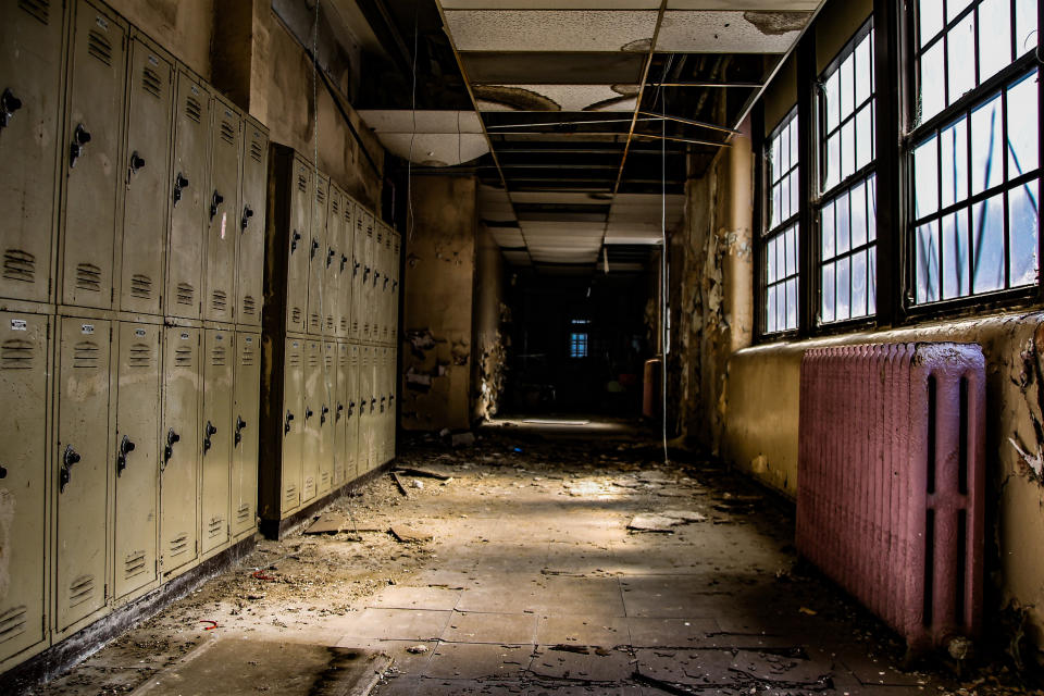 Eerie photographs capture abandoned school filled with dangerous chemicals